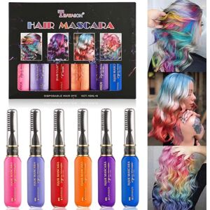 Baorder 6 couleurs instantanées pour coloration temporaire des cheveux, mascara lavable pour cheveux brillants, craie colorée arc-en-ciel pour filles, femmes et hommes, anniversaire, Halloween - Publicité Baorder 6 couleurs instantanées pour coloration temporaire des cheveux, mascara lavable pour cheveux brillants, craie colorée arc-en-ciel pour filles, femmes et hommes, anniversaire, Halloween - Publicité