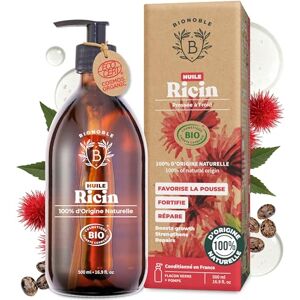 BIONOBLE Huile de Ricin Bio Pressée à Froid, 100% Naturelle Favorise la Pousse, Répare Huile de Ricin pour Cheveux, Cils, Sourcils Castor Oil Flacon Verre, Pompe 500ml - Publicité BIONOBLE Huile de Ricin Bio Pressée à Froid, 100% Naturelle Favorise la Pousse, Répare Huile de Ricin pour Cheveux, Cils, Sourcils Castor Oil Flacon Verre, Pompe 500ml - Publicité