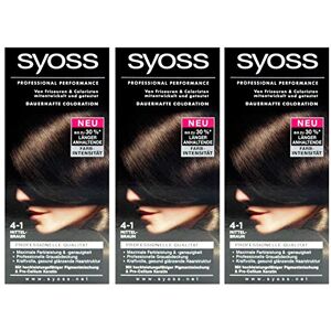 Syoss 3 x Couleur des cheveux 4–1 Marron Moyen – farbgenaues résultat - Publicité Syoss 3 x Couleur des cheveux 4–1 Marron Moyen – farbgenaues résultat - Publicité