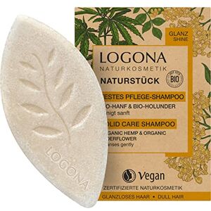 Logona Naturkosmetik Shampoing solide pour plus de brillance et des cheveux naturellement sains, shampooing bar avec formule végétalienne à base de chanvre bio et de sureau bio, comme savon pour les - Publicité