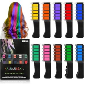 DENESTUP Peigne à Craie Coloré Pour Les Cheveux, Teinture Temporaire De Couleur Vive Pour Les Filles Et Les Enfants, Craie Capillaire Lavable Pour La Fête Le Maquillage Et Le Look Cosplay (10 Couleurs) - Publicité DENESTUP Peigne à Craie Coloré Pour Les Cheveux, Teinture Temporaire De Couleur Vive Pour Les Filles Et Les Enfants, Craie Capillaire Lavable Pour La Fête Le Maquillage Et Le Look Cosplay (10 Couleurs) - Publicité