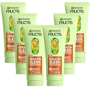 Garnier Fructis Keratin Sleek Shampooing à l'huile d'argan et complexe de kératine pour cheveux secs et sujets aux frisottis 6 x 200 ml - Publicité Garnier Fructis Keratin Sleek Shampooing à l'huile d'argan et complexe de kératine pour cheveux secs et sujets aux frisottis 6 x 200 ml - Publicité