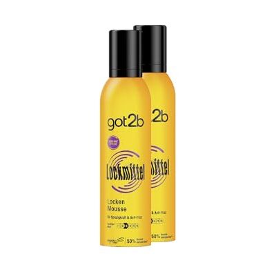 Got2B Schwarzkopf Lot de 2 mousses pour boucles 2 x 250 ml Avec maintien 3 Pour des boucles et des rebonds définis Dompte les cheveux Avec effet anti-frisottis - Publicité Got2B Schwarzkopf Lot de 2 mousses pour boucles 2 x 250 ml Avec maintien 3 Pour des boucles et des rebonds définis Dompte les cheveux Avec effet anti-frisottis - Publicité