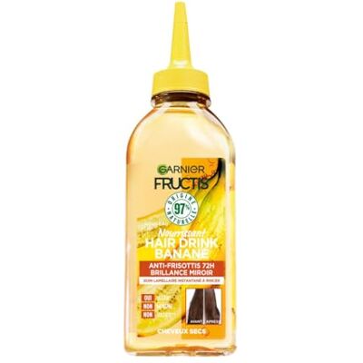 Garnier Fructis Hair Drink Soin Lamellaire Instantané Nourrissant Banane Formule Vegan à 97% d'Ingrédients d'Origine Naturelle 200 ml - Publicité Garnier Fructis Hair Drink Soin Lamellaire Instantané Nourrissant Banane Formule Vegan à 97% d'Ingrédients d'Origine Naturelle 200 ml - Publicité