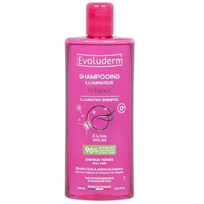 Evoluderm Shampoing Illuminateur Brillance 400 ml 96% d’Origine Naturelle Végan Fabrication Française - Publicité Evoluderm Shampoing Illuminateur Brillance 400 ml 96% d’Origine Naturelle Végan Fabrication Française - Publicité