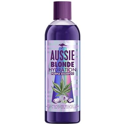 Aussie , Blonde Hydration Shampoing Violet Vegan Aux Extraits De Graines De Chanvre et De Prune Sauvage, Pour Cheveux Ternes et Secs, Tonifie et Hydrate vos Cheveux, 290ml, Non Testé sur les Animaux - Publicité Aussie , Blonde Hydration Shampoing Violet Vegan Aux Extraits De Graines De Chanvre et De Prune Sauvage, Pour Cheveux Ternes et Secs, Tonifie et Hydrate vos Cheveux, 290ml, Non Testé sur les Animaux - Publicité
