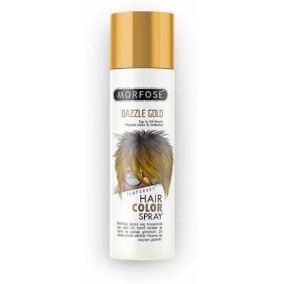 MORFOSE Dazzle Gold Temporary Hair Color Spray 150ml – Spray teinture capillaire temporaire Couleurs tendance et éclatantes avec tenue jusqu'à 24 heures, facile à enlever au lavage - Publicité MORFOSE Dazzle Gold Temporary Hair Color Spray 150ml – Spray teinture capillaire temporaire Couleurs tendance et éclatantes avec tenue jusqu'à 24 heures, facile à enlever au lavage - Publicité