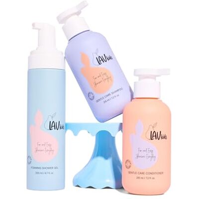 LAV KIDS Trio Bain Enfants, Shampooing Soin Doux, Après-Shampooing et Gel Douche Moussant, Ingrédients Naturels, Peaux Sensibles - Publicité LAV KIDS Trio Bain Enfants, Shampooing Soin Doux, Après-Shampooing et Gel Douche Moussant, Ingrédients Naturels, Peaux Sensibles - Publicité