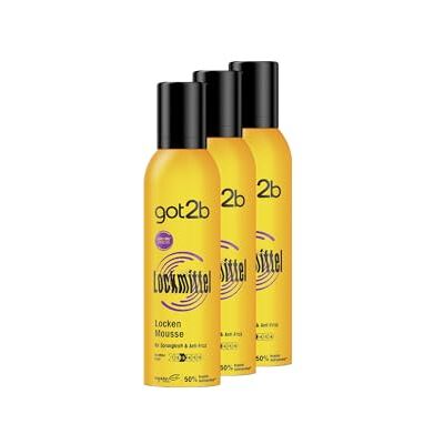 Got2B Schwarzkopf Lot de 3 mousses pour boucles 250 ml Avec maintien 3 pour des boucles et des rebonds définis Dompte les cheveux Effet anti-frisottis - Publicité Got2B Schwarzkopf Lot de 3 mousses pour boucles 250 ml Avec maintien 3 pour des boucles et des rebonds définis Dompte les cheveux Effet anti-frisottis - Publicité