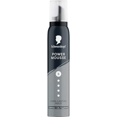 Schwarzkopf Mousse Power 200ml, Hold Level 5 Hair Styling, mousse pour cheveux secs et abîmés, mousse capillaire avec souplesse cachemire, formule végétalienne* - Publicité Schwarzkopf Mousse Power 200ml, Hold Level 5 Hair Styling, mousse pour cheveux secs et abîmés, mousse capillaire avec souplesse cachemire, formule végétalienne* - Publicité