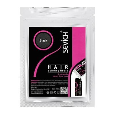 SEVICH Reconstruction de Cheveux Fibres de Kératine de Nature pour l'amincissement des cheveux, Fibres Capillaires Densifiantes, recharge 100g noir - Publicité SEVICH Reconstruction de Cheveux Fibres de Kératine de Nature pour l'amincissement des cheveux, Fibres Capillaires Densifiantes, recharge 100g noir - Publicité
