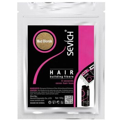 SEVICH Fibres de Cheveux Reconstruction de Cheveux, Fibres de Kératine de Nature pour l'amincissement des cheveux, Fibres Capillaires Densifiantes, recharge 100g blonde moyenne - Publicité SEVICH Fibres de Cheveux Reconstruction de Cheveux, Fibres de Kératine de Nature pour l'amincissement des cheveux, Fibres Capillaires Densifiantes, recharge 100g blonde moyenne - Publicité