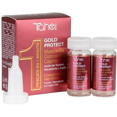 Tahe Gold Protect Masque capillaire Concentré Soin en 1 minute avec huile de Tsubaki, Macadamia et Argan, 2 x 10 ml - Publicité Tahe Gold Protect Masque capillaire Concentré Soin en 1 minute avec huile de Tsubaki, Macadamia et Argan, 2 x 10 ml - Publicité