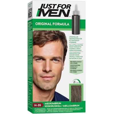 JUST FOR MEN Formule originale La couleur des cheveux brun moyen restaure la couleur naturelle pour un look naturel H35 - Publicité JUST FOR MEN Formule originale La couleur des cheveux brun moyen restaure la couleur naturelle pour un look naturel H35 - Publicité