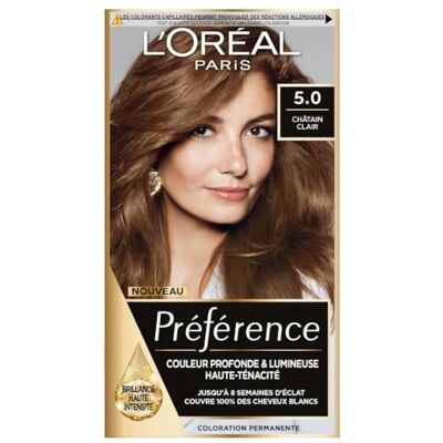 L'Oréal - Infinia Preference Coloration Cheveux 5.0 Châtain clair - Coloration capillaire - Publicité L'Oréal - Infinia Preference Coloration Cheveux 5.0 Châtain clair - Coloration capillaire - Publicité