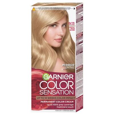 Garnier Color Sensation Hair Dye 9.13 Crystalline Beige Light Blonde x2 - Publicité Garnier Color Sensation Hair Dye 9.13 Crystalline Beige Light Blonde x2 - Publicité