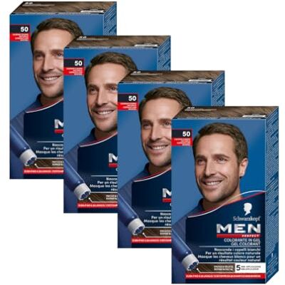 Schwarzkopf Men Perfect Gel Colorant Anti-Cheveux Blancs Homme Coloration Résultat Naturel – Application rapide et facile Sans Ammoniaque Châtain Clair 50 Lot de 4 - Publicité Schwarzkopf Men Perfect Gel Colorant Anti-Cheveux Blancs Homme Coloration Résultat Naturel – Application rapide et facile Sans Ammoniaque Châtain Clair 50 Lot de 4 - Publicité