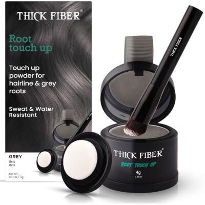 THICK FIBER Poudre de retouche de racine, poudre de couverture de racine pour cheveux fins – Ensemble correcteur de perte de cheveux résistant à l'eau et à la sueur avec poudre de cheveux pour cheveux - Publicité THICK FIBER Poudre de retouche de racine, poudre de couverture de racine pour cheveux fins – Ensemble correcteur de perte de cheveux résistant à l'eau et à la sueur avec poudre de cheveux pour cheveux - Publicité