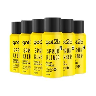 Got2B Freeze Lot de 6 sprays de laque pour cheveux 6 x 100 ml 72 h Pour des coiffages ultra forts Sans coller ni dessécher Se fixe jusqu'au prochain lavage des cheveux - Publicité Got2B Freeze Lot de 6 sprays de laque pour cheveux 6 x 100 ml 72 h Pour des coiffages ultra forts Sans coller ni dessécher Se fixe jusqu'au prochain lavage des cheveux - Publicité