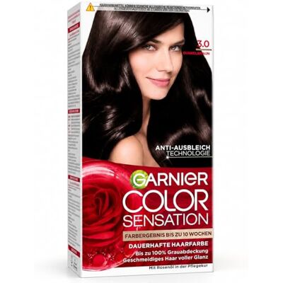 Garnier Coloration Permanente Color Sensation 3.0 Brun foncé - Publicité Garnier Coloration Permanente Color Sensation 3.0 Brun foncé - Publicité