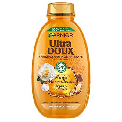 Garnier Ultra Doux Shampooing Nourrissant huile d'argan camélia 300 ml - Publicité Garnier Ultra Doux Shampooing Nourrissant huile d'argan camélia 300 ml - Publicité