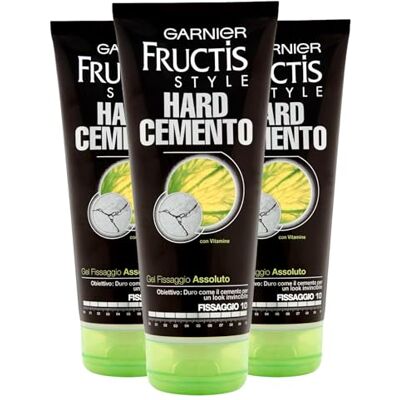 Garnier Fructis Gel Cheveux Style Gel Hard Cemento Tenue 10 Absolue aux Vitamines Fortifiantes Extra Duration 3 flacons de 200ml - Publicité Garnier Fructis Gel Cheveux Style Gel Hard Cemento Tenue 10 Absolue aux Vitamines Fortifiantes Extra Duration 3 flacons de 200ml - Publicité