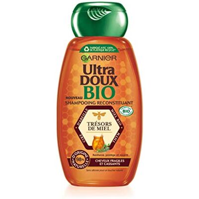 Garnier Ultra Doux Bio Shampoing Reconstituant Trésors de Miel/Thym pour Cheveux Cassants/Fragiles - Publicité Garnier Ultra Doux Bio Shampoing Reconstituant Trésors de Miel/Thym pour Cheveux Cassants/Fragiles - Publicité