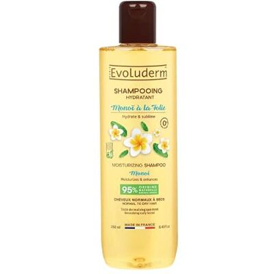Evoluderm Shampoing Hydratant Monoï à la Folie 250 ml 95% d'Origine Naturelle Végan Fabrication Française - Publicité Evoluderm Shampoing Hydratant Monoï à la Folie 250 ml 95% d'Origine Naturelle Végan Fabrication Française - Publicité