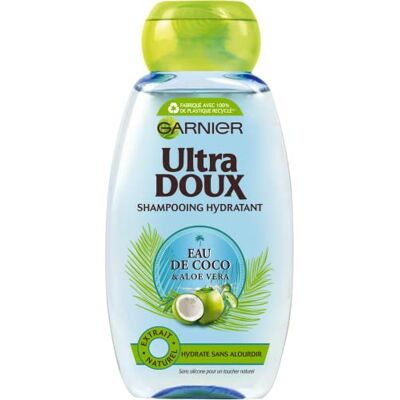 Garnier Ultra Doux Eau de Coco et Aloe Shampooing Hydratant Coco Aloe Vera 250ml - Publicité Garnier Ultra Doux Eau de Coco et Aloe Shampooing Hydratant Coco Aloe Vera 250ml - Publicité