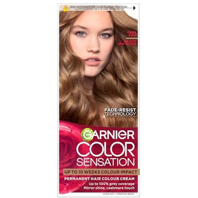 Coloration blonde sensation Garnier 7.0 Opale Délicate - Teinture Permanente - Publicité Coloration blonde sensation Garnier 7.0 Opale Délicate - Teinture Permanente - Publicité