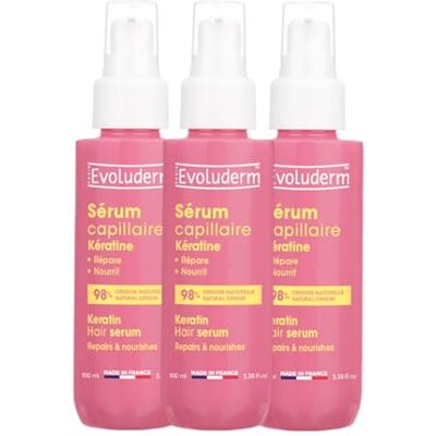 Evoluderm Sérum Capillaire Kératine 100ml 98% d'Ingrédients d'Origine Naturelle Végan Lot de 3 x 100 - Publicité Evoluderm Sérum Capillaire Kératine 100ml 98% d'Ingrédients d'Origine Naturelle Végan Lot de 3 x 100 - Publicité