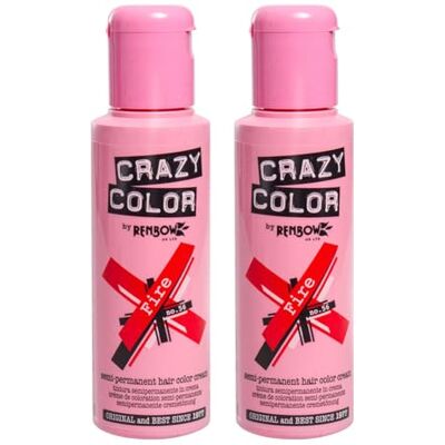 Crazy Color - Semi-Permanent Hair Dye - Fire Red - Hair Dye - Publicité Crazy Color - Semi-Permanent Hair Dye - Fire Red - Hair Dye - Publicité