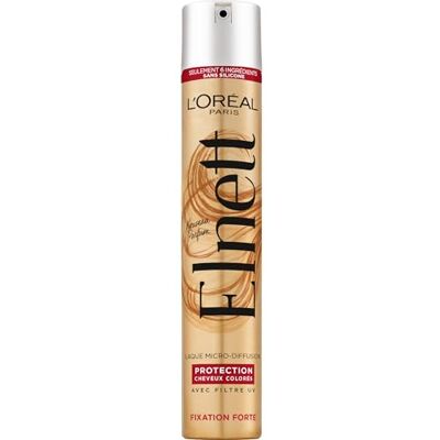 L'Oréal Paris Elnett Laque Micro-Diffusion Fixation Forte Protection Cheveux Colorés - 400 ml - Publicité L'Oréal Paris Elnett Laque Micro-Diffusion Fixation Forte Protection Cheveux Colorés - 400 ml - Publicité