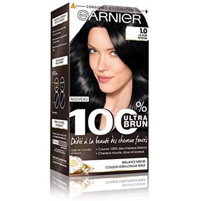 Garnier 100% Ultra Brun Coloration Permanente Noir Le Noir Intense 1.0 - Publicité Garnier 100% Ultra Brun Coloration Permanente Noir Le Noir Intense 1.0 - Publicité