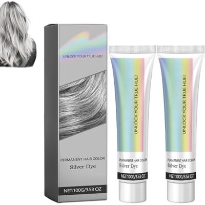 Kraein Lot de 2 colorations argentées à l'extrait d'essence naturelle, couleur permanente, unisexe pour femmes et hommes, tous types de cheveux - Publicité Kraein Lot de 2 colorations argentées à l'extrait d'essence naturelle, couleur permanente, unisexe pour femmes et hommes, tous types de cheveux - Publicité