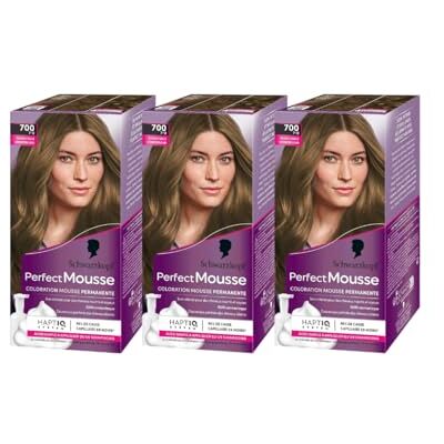 Schwarzkopf Perfect Mousse Coloration Cheveux Mousse Permanente sans Ammoniaque Masque Soin 96% d'ingrédients d'origine naturelle Blond Foncé 700 Lot de 3 - Publicité Schwarzkopf Perfect Mousse Coloration Cheveux Mousse Permanente sans Ammoniaque Masque Soin 96% d'ingrédients d'origine naturelle Blond Foncé 700 Lot de 3 - Publicité