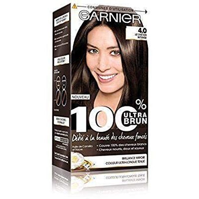 Garnier 100% Ultra Brun, Coloration Permanente Ch?tain, Le Ch?tain Intense 4.0 - Publicité Garnier 100% Ultra Brun, Coloration Permanente Ch?tain, Le Ch?tain Intense 4.0 - Publicité
