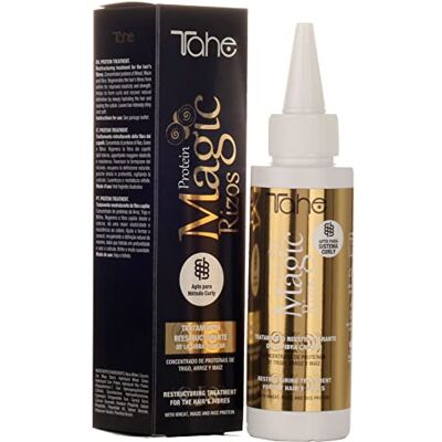 Tahe Magic Rizos Traitement restructurant de la fibre capillaire, Concentré de protéines de Blé, Riz et Maïs, 100 ml - Publicité Tahe Magic Rizos Traitement restructurant de la fibre capillaire, Concentré de protéines de Blé, Riz et Maïs, 100 ml - Publicité