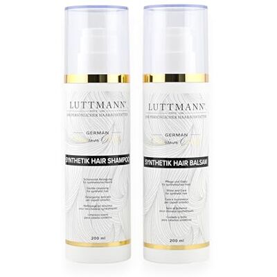 LUTTMANN ® Synthetic Hair Care Wig Shampoo & Balm Set di cura da 200 ml ciascuno pulizia delicata per capelli sintetici specialmente per parrucchini e parrucche - Publicité LUTTMANN ® Synthetic Hair Care Wig Shampoo & Balm Set di cura da 200 ml ciascuno pulizia delicata per capelli sintetici specialmente per parrucchini e parrucche - Publicité