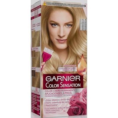 Garnier Color Sensation 8.0 Lot de 2 teintures capillaires Blond clair Permanent jusqu'à 100 % de couverture des cheveux gris, longue durée, avec brillance miroir - Publicité Garnier Color Sensation 8.0 Lot de 2 teintures capillaires Blond clair Permanent jusqu'à 100 % de couverture des cheveux gris, longue durée, avec brillance miroir - Publicité