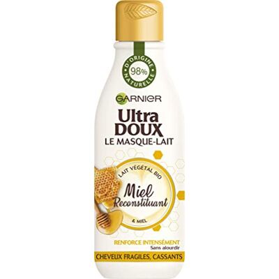Garnier Ultra DOUX Masque Lait Miel Reconstituant 98% d'Origine Naturelle 250 ml - Publicité Garnier Ultra DOUX Masque Lait Miel Reconstituant 98% d'Origine Naturelle 250 ml - Publicité