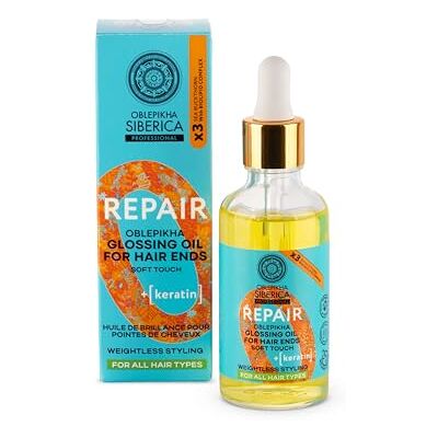 Natura Siberica Huile capillaire Oblepikha O. Repair Glossing 50 ml Argousier, kératine, souplesse, extraits naturels, sensation de cheveux souples, longueurs et pointes, facile à peigner - Publicité Natura Siberica Huile capillaire Oblepikha O. Repair Glossing 50 ml Argousier, kératine, souplesse, extraits naturels, sensation de cheveux souples, longueurs et pointes, facile à peigner - Publicité