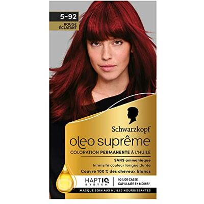 Schwarzkopf – Oleo Suprême – Coloration Permanente à l’Huile – Couleur et Eclat Longue Durée – sans Ammoniaque – Couvre 100% des Cheveux Blancs – HaptIQ Système – Rouge éclatant 5-92 - Publicité Schwarzkopf – Oleo Suprême – Coloration Permanente à l’Huile – Couleur et Eclat Longue Durée – sans Ammoniaque – Couvre 100% des Cheveux Blancs – HaptIQ Système – Rouge éclatant 5-92 - Publicité