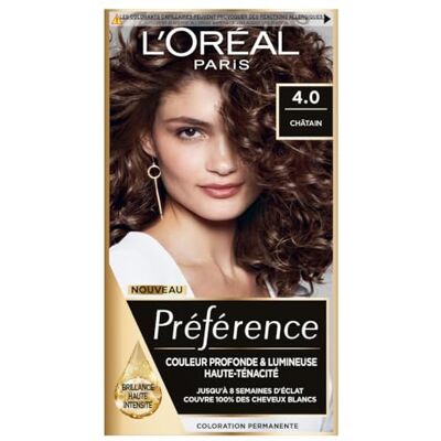 L'OREAL PARIS Couleur Permanente Préférée - Châtain - Coloration capillaire - Publicité L'OREAL PARIS Couleur Permanente Préférée - Châtain - Coloration capillaire - Publicité