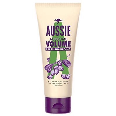 Aussie , Aussome Volume Après-shampoing, Après-shampoing Volumateur, Pour Cheveux Plats qui Manquent De Volume, À La Prune D'Australie, 200ml - Publicité Aussie , Aussome Volume Après-shampoing, Après-shampoing Volumateur, Pour Cheveux Plats qui Manquent De Volume, À La Prune D'Australie, 200ml - Publicité