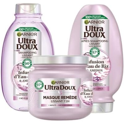 Garnier Ultra Doux Coffret Routine Lissante Douceur & Brillance À l’Infusion d’Eau de Riz - Publicité Garnier Ultra Doux Coffret Routine Lissante Douceur & Brillance À l’Infusion d’Eau de Riz - Publicité
