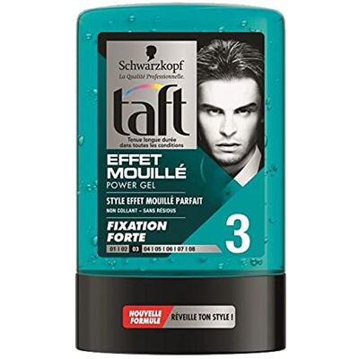 Schwarzkopf Taft Effet Mouillé Fixation Forte 3 Power Gel 300ml (lot de 3) - Publicité Schwarzkopf Taft Effet Mouillé Fixation Forte 3 Power Gel 300ml (lot de 3) - Publicité