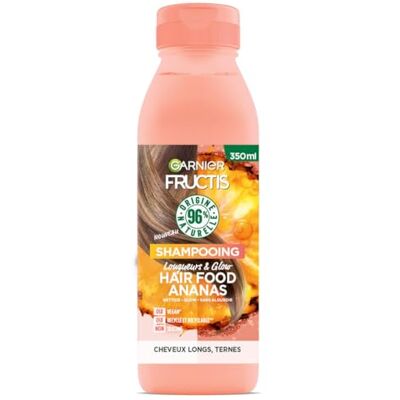 Garnier Fructis Hair Food Shampooing Nourrissant Longueurs & Glow à l'Ananas Formule Vegan à 97% d'Origine Naturelle Pour Cheveux Longs & Ternes 350 ml - Publicité Garnier Fructis Hair Food Shampooing Nourrissant Longueurs & Glow à l'Ananas Formule Vegan à 97% d'Origine Naturelle Pour Cheveux Longs & Ternes 350 ml - Publicité