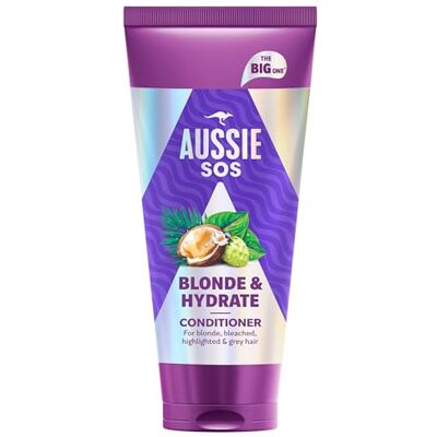 Aussie SOS Blonde & Hydrate Après-Shampooing 350ml Pour Cheveux Décolorés, Mèches et Gris, Démêle et Adoucit tout en Hydratant les Cheveux Blonds et Argentés Susceptibles à la Sécheresse - Publicité Aussie SOS Blonde & Hydrate Après-Shampooing 350ml Pour Cheveux Décolorés, Mèches et Gris, Démêle et Adoucit tout en Hydratant les Cheveux Blonds et Argentés Susceptibles à la Sécheresse - Publicité