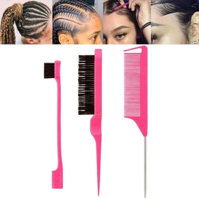 immetee Kit d’accessoires de coiffure capillaire pour femmes noires, comprend 2 brosses à cheveux et 1 peigne, outils de coiffure pour tresses, locs, twists et coiffures de bordures - Publicité immetee Kit d’accessoires de coiffure capillaire pour femmes noires, comprend 2 brosses à cheveux et 1 peigne, outils de coiffure pour tresses, locs, twists et coiffures de bordures - Publicité